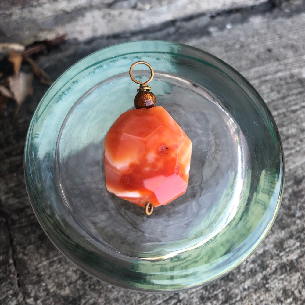 Orange Calcite Tumbled Stone Necklace Pendant